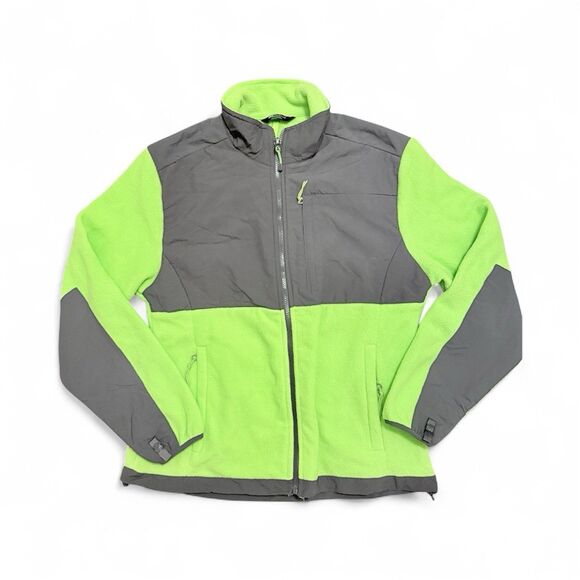 Fleece Softshell Jacket Neon Green and Gray Womens’s Large - Picture 1 of 10